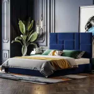 Image of Conmo Upholstered Beds - Plush Velvet, Single Size Frame, Blue - Blue