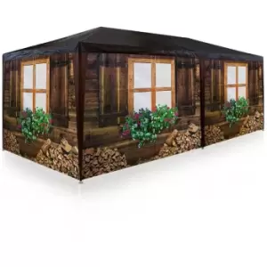 Image of Gazebo Oktoberfest Party Tent 6x3m Marquee Pavilion Bierzelt Rustic Wooden Hut Design Festival Garden Outdoor Bavaria