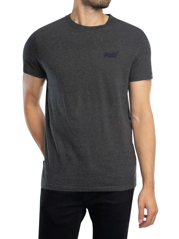 Image of Superdry Essential Logo EMB T-Shirt Eclipse Navy/Olive Feeder XXL