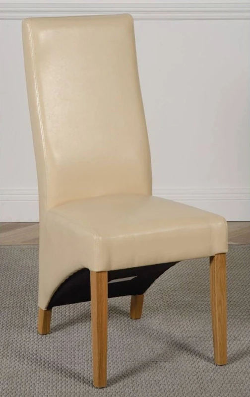 Image of Thats Furniture Lola Leather Dining Chairs for Dining Room or Kitchen in Cream Cream Unisex