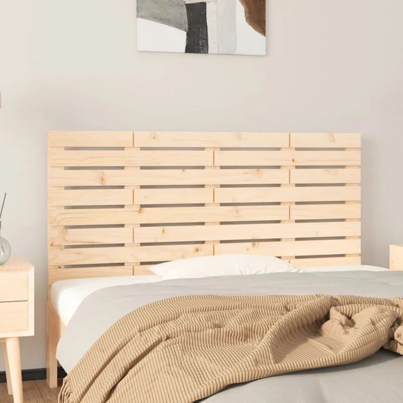 Image of Vidaxl Wall Headboard 126X3X63cm Solid Wood Pine, Brown 824728