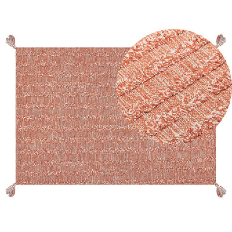 Image of Beliani Rug Mugla Orange 140 X 200 Cm Cotton