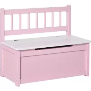 Image of 2-in-1 Wooden Toy Box Kids Seat Bench Storage Chest w/ Pneumatic Rod - Homcom