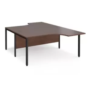 image of Office Desk 2 Person Rectangular Desk 1600mm Walnut Tops With Black Frames Maestro 25