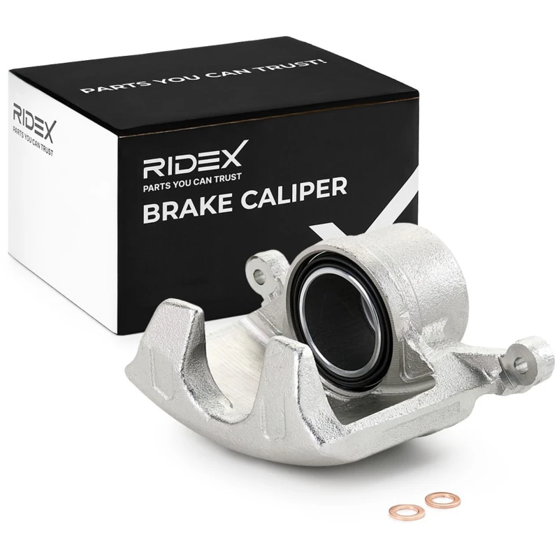 Image of RIDEX 78B0385 Brake caliper Front Axle, without holder Cast Iron Brake Caliper (78)