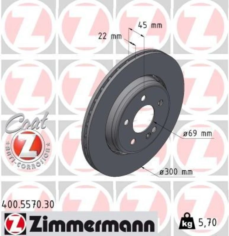Image of ZIMMERMANN Brake disc ZIMMERMANN 400.5570.30