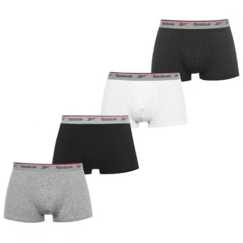Image of Reebok 4 Pack Trunks Mens - Black/Char Asst