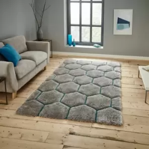 Image of Noble House NH30782 Shaggy Hand Tufted Rug, Grey/Blue, 120 x 170 Cm - Think Rugs
