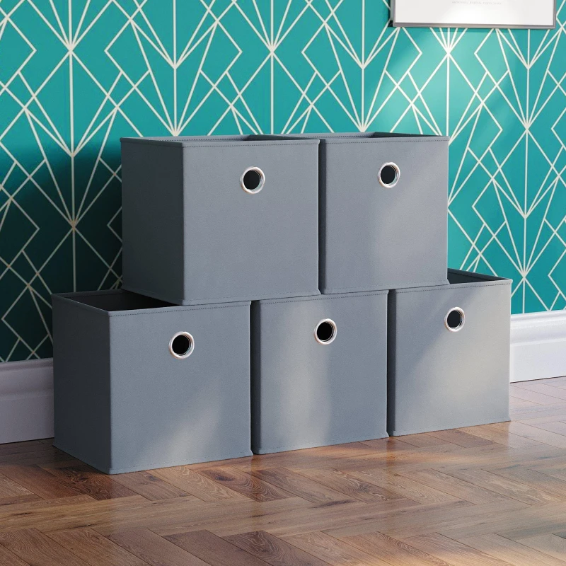 Image of Lassic Vida Designs Durham Cube Storage Basket Set of 5 Grey unisex Set of 5