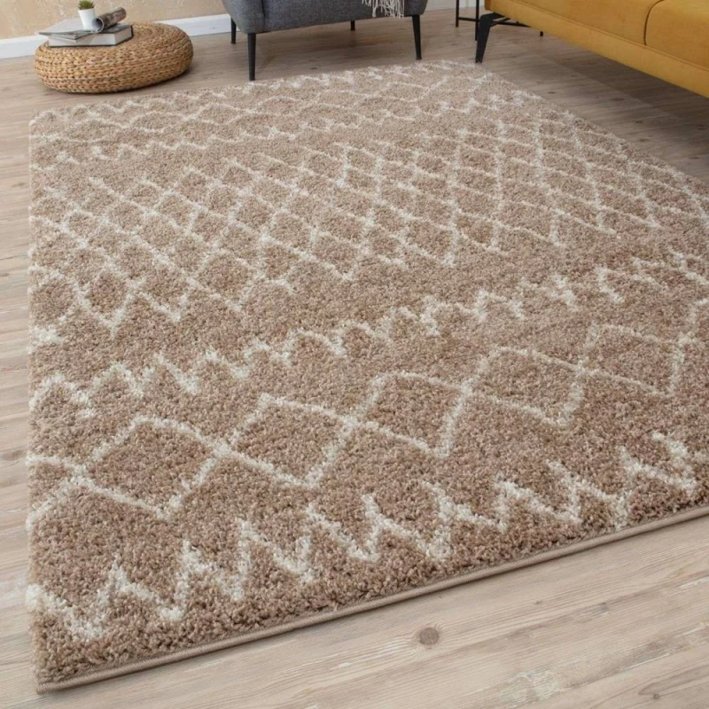 Image of THE RUGS Soft Tangier Shaggy Rugs & Runners Beige & Ivory Living Room Size: 200cm x 290cm Beige Unisex 200cm x 290 cm