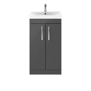 image of Nuie Athena 500 Floor Standing 2-door Vanity & Thin-edge Basin - Gloss Grey