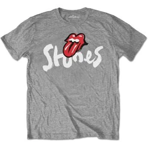 Image of The Rolling Stones - No Filter Brush Strokes Unisex Large T-Shirt - Grey