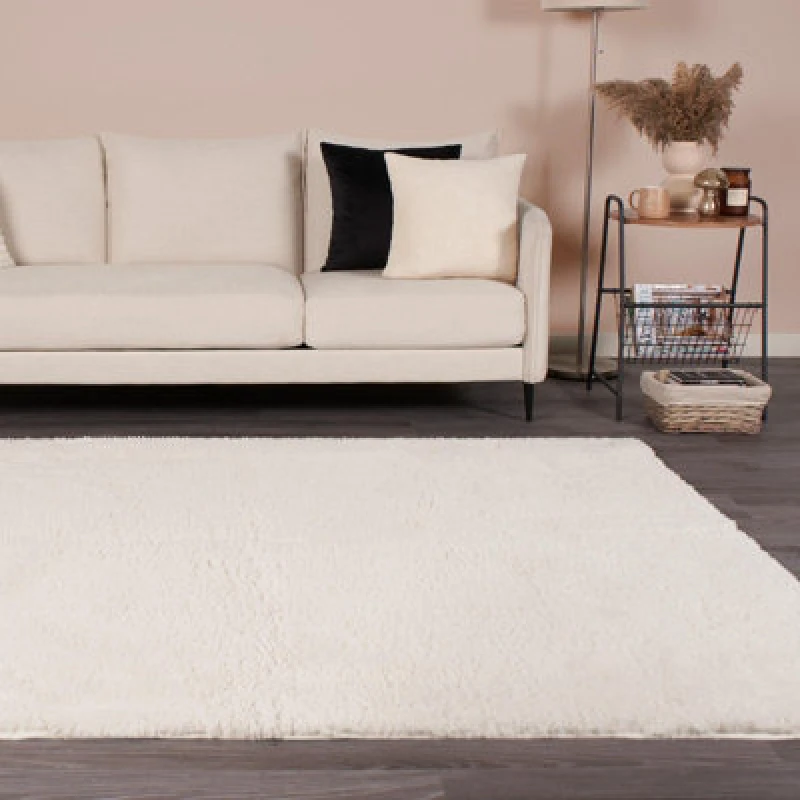 Image of OHS OHS Fluffy Teddy Rug Soft Rugs Bedroom Carpet Area Mat in Cream Size: 120cm x 170cm Cream 120cm x 170cm Unisex 5027434166886