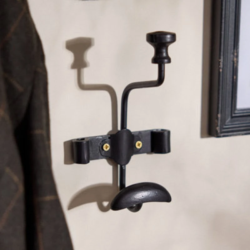 Image of Dibor Traditional Duke Noir Single Hook Stand Coat Hanger Wall Hook Rack in Black Size: Small Black Unisex S