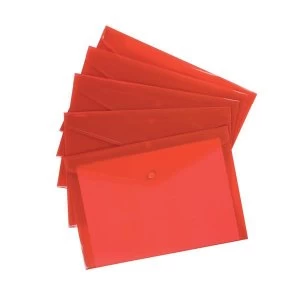 image of 5 Star A4 Envelope Wallet Polypropylene Translucent Red Pack of 5