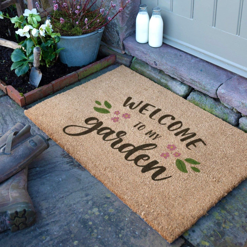 Image of Artsy Mats Welcome To My Garden Doormat (90 x 60cm) Brown unisex
