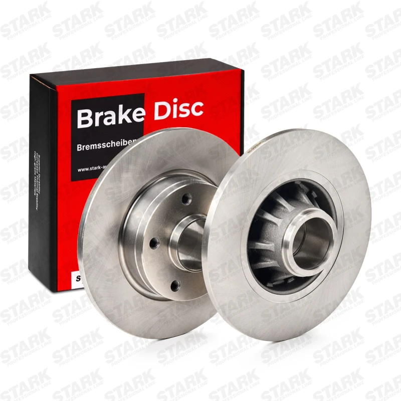 Image of STARK SKBD-0022042 Brake disc Rear Axle, solid, Cast Iron, Uncoated, Untreated, with wheel hub Cast Iron Brake Disc (82)