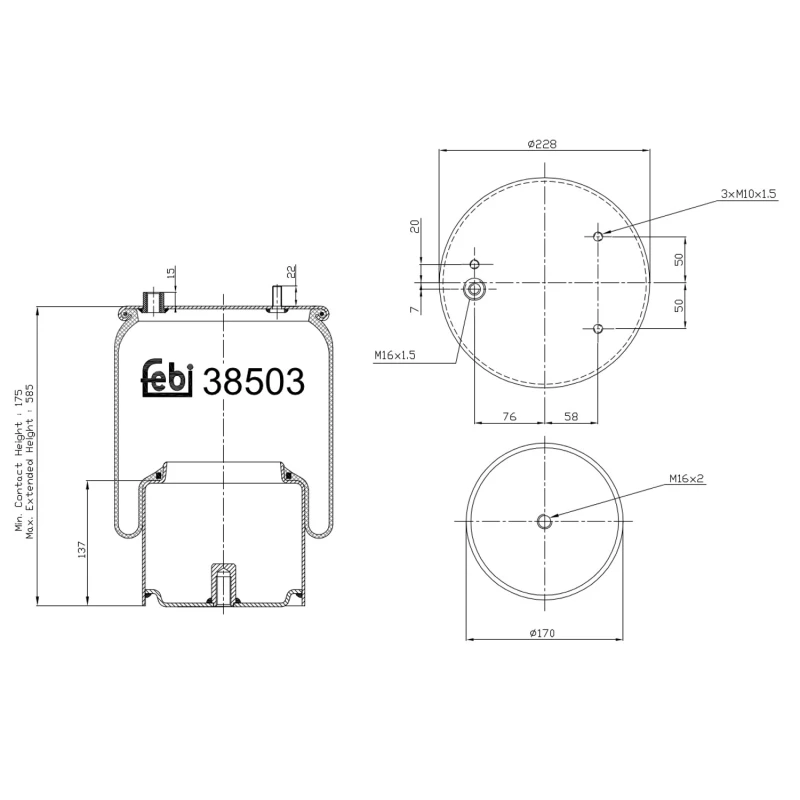 Image of FEBI BILSTEIN 38503 Boot, air suspension Rear Axle Right Boot,air suspension (324)