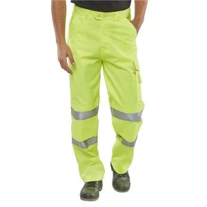 Image of BSeen Trousers Polycotton Hi Vis EN471 Saturn Yellow 36 Long Ref