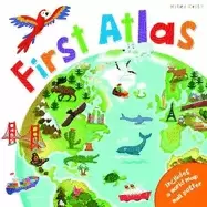 Image of first atlas travel the world with this brightly colored atlas includes over