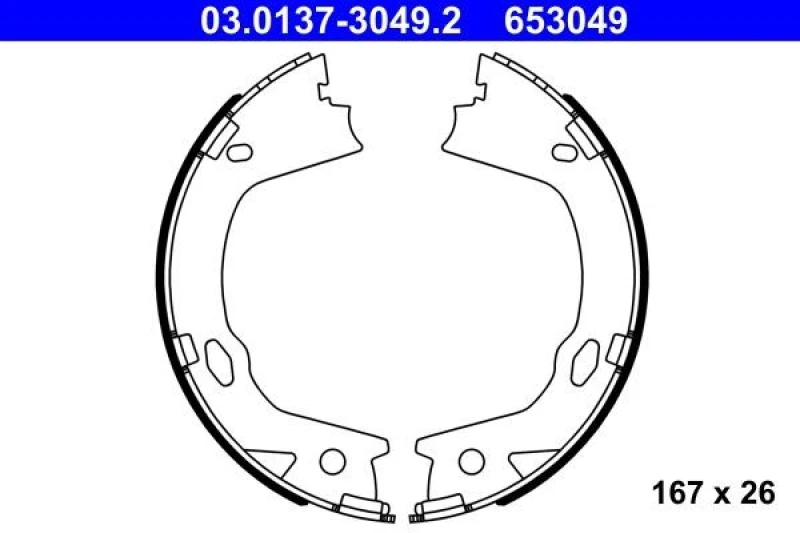 Image of ATE 03.0137-3049.2 Handbrake Shoes without lever Brake Shoe Set,parking brake (1419)