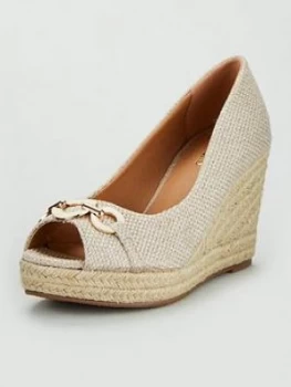 image of Wallis Circle Trim Peeptoe Espadrille Wedge - Natural, Size 6, Women