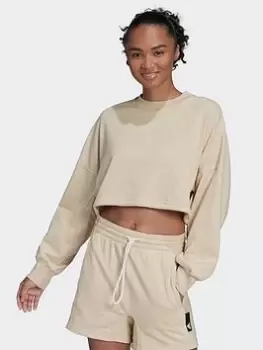 Image of adidas Sportswear Studio Lounge Summer Crew Sweatshirt, Beige, Size L, Women