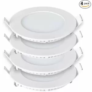 Image of 3W Recessed Round LED Mini Panel 85mm diameter (Hole Size 70mm), ce Driver, 90 Lm/Watt, ra 80, 6000K (Pack of 4)