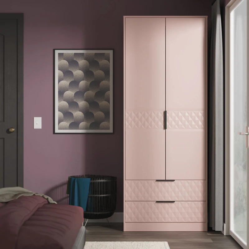 Image of Ready Assembled 2 U Islay 2 Door 2 Drawer Wardrobe (Ready Assembled) in Dusty Pink Dusty Pink Unisex