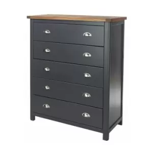 5 Drawer Chest Luxurious Dark Carbon Finish