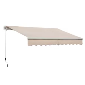 image of Outsunny 3.5M x 2.5M Manual Awning Canopy Retractable Sun Shade Shelter Winding Handle for Garden Patio Beige