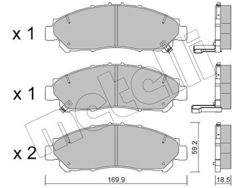 Image of METELLI Brake pad set METELLI 22-1291-0