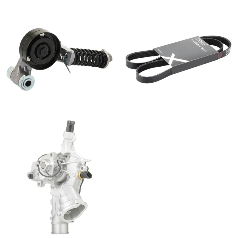 Image of RIDEX 4172P0128 Water Pump + V-Ribbed Belt Kit with water pump seal ring Water Pump + V-Ribbed Belt Kit (4172)