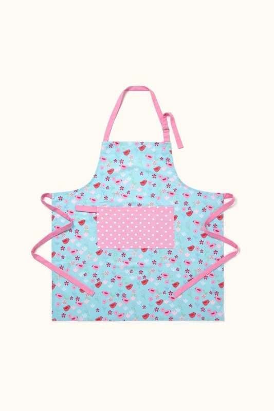 Image of Homescapes Birds and Flowers Pink Cotton Apron Multi