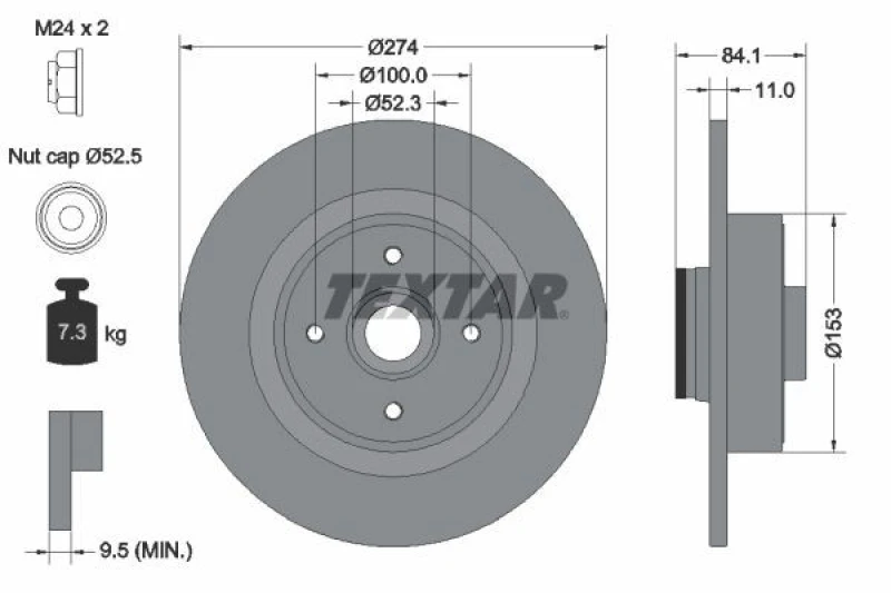 Image of Brake disc TEXTAR 92223203