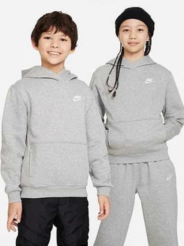 Image of Nike Sportswear Club Pullover Hoodie Junior Boys - Grey Male 13 - 14 Years