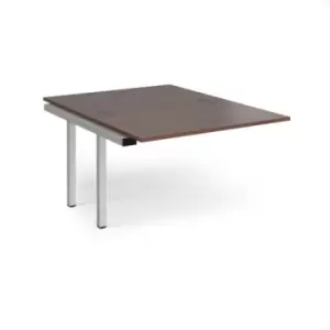 image of Bench Desk Add On 2 Person Rectangular Desks 1200mm Walnut Tops With Silver Frames 1600mm Depth Connex