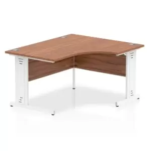 image of Impulse 1400mm Right Crescent Desk Walnut Top White Cable Managed Leg