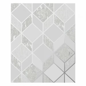 image of Superfresco Vittorio GeoWallpaper Grey/Silver