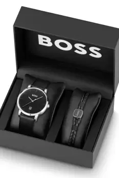 Image of Gents Boss Confidence D Watch and Braided Black Leather Bracelet 1570145
