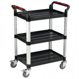 Image of Barton Black and Silver 3 Shelf Standard Plastic Trolley White T3SS