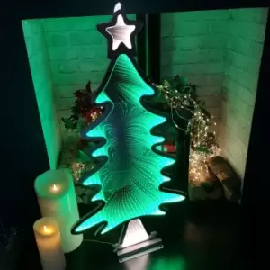 Image of 95cm Green Standing LED Infinity Christmas Tree Decoration with Metal Base