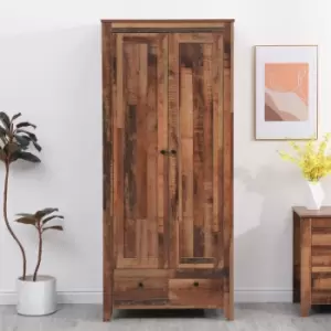 Image of HMD FURNITURE Wardrobe with 2 Doors and 2 Drawers Storage Cloths Unit Cabinet for Bedroom Furniture,79x50x180cm(WxDxH) - Same as picture.