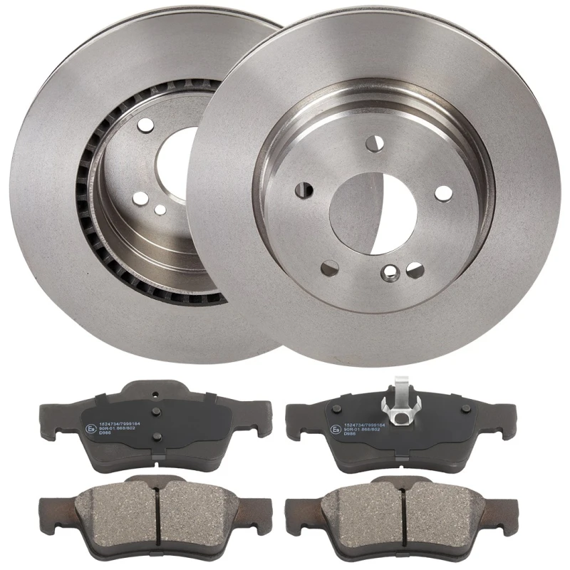 Image of RIDEX 3405B2327 Brake disc and pads set Rear Axle, Brake Disc Type: internally vented, prepared for wear warning indicator Brake Set,disc brakes (340