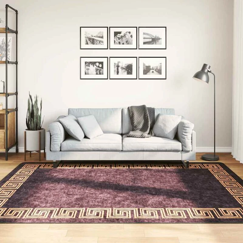 Image of VIDAXL Rug Washable 160x230cm Black and Gold Anti Slip Vidaxl 8720286653654