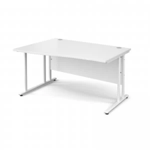 image of Maestro 25 WL Left Hand Wave Desk 1400mm - White Cantilever Frame whi