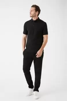 Image of Mens Black Pleat Front Slim Fit Fine Twill Trousers