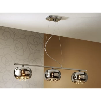 image of Schuller Argos - 3 Light Crystal Bar Ceiling Pendant Chrome, G9