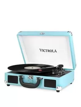 image of Victrola Victrola Journey Portable Record Player (Turquoise) - Bluetooth 5.0 Suitcase Turntable With Built-In Stereo Speakers