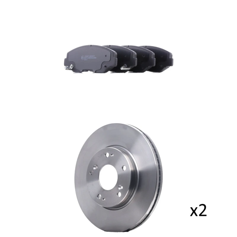 Image of RIDEX 3405B2914 Brake disc and pads set Front Axle, Brake Disc Type: internally vented, with acoustic wear warning Brake Set,disc brakes (3405)